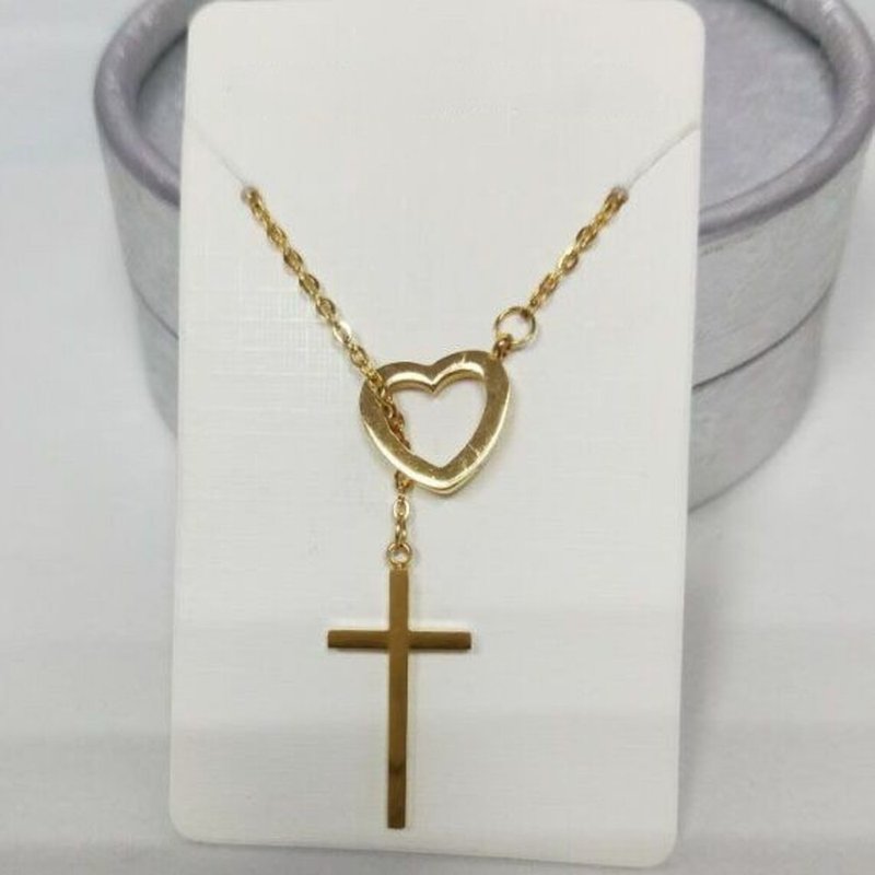 [SoLight Salt Blue] SL275 Love Infinity Crossing Love Cross Anti-Sensitivity Titanium Steel Necklace - Necklaces - Stainless Steel Gold