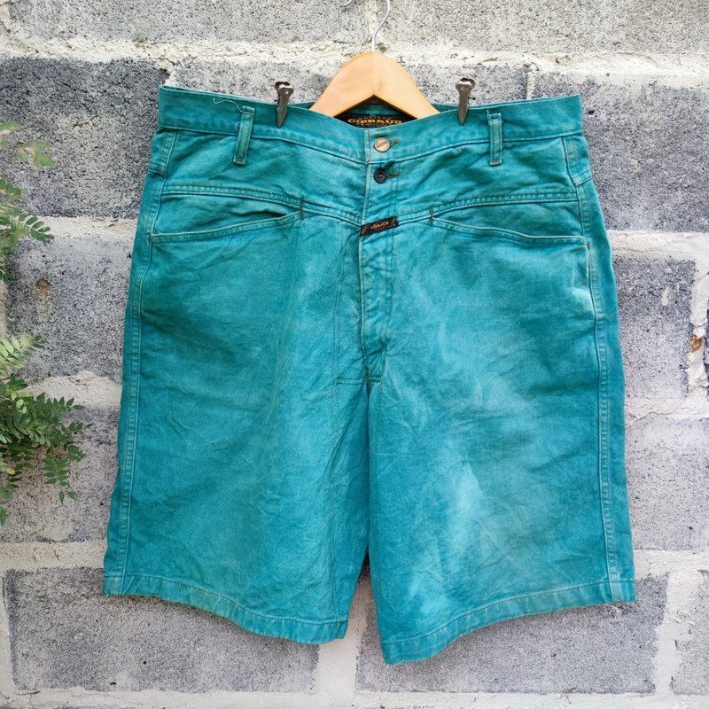 Vintage Marithe Francois Girbaud Denim Shorts Green Baggy - 男長褲/休閒褲 - 棉．麻 綠色