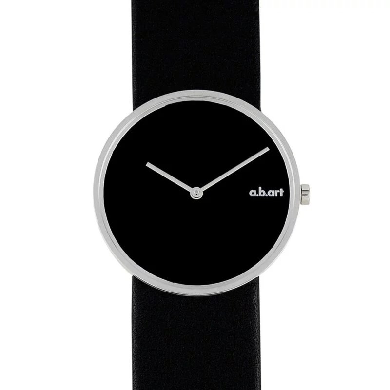 a.b.art Minimalist Silver Ring Swiss Watch - Classic Silver & Black D102 - Men's & Unisex Watches - Stainless Steel Black