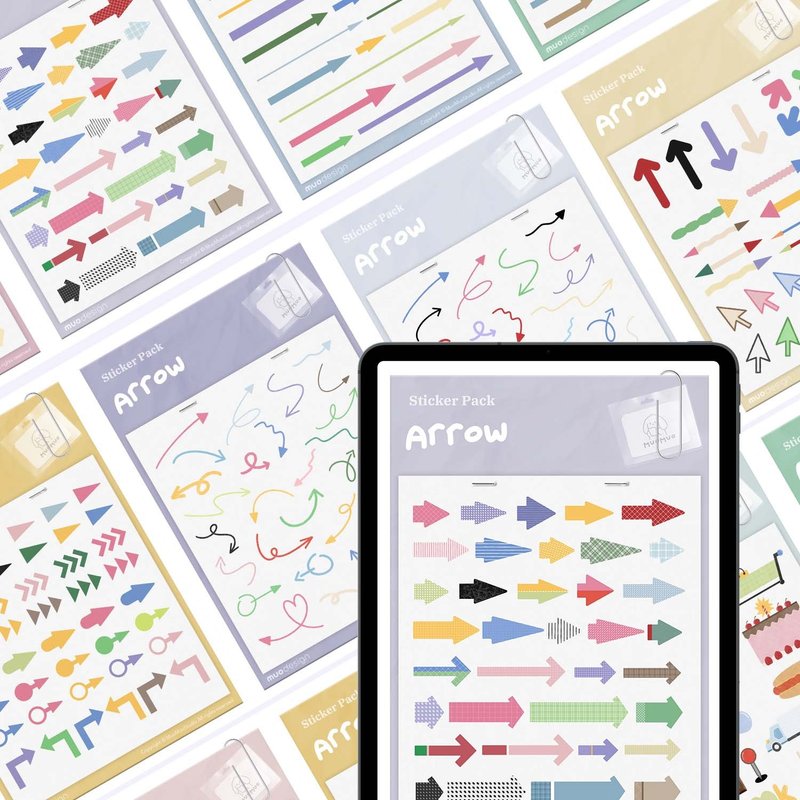 電子手帳j箭頭標注數位貼紙/212枚/Goodnotes一鍵導入/Notability - 電子手帳及素材 - 其他材質 