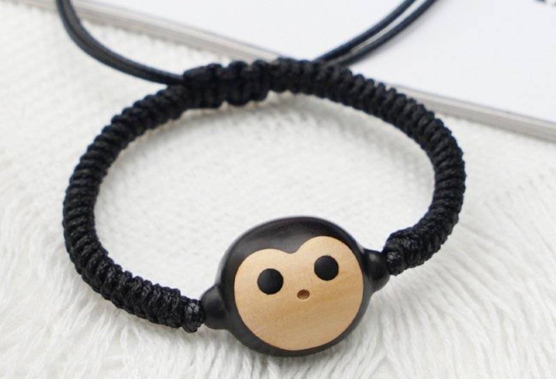 Simple handmade zodiac monkey sandalwood braided bracelet - สร้อยข้อมือ - ไม้ หลากหลายสี