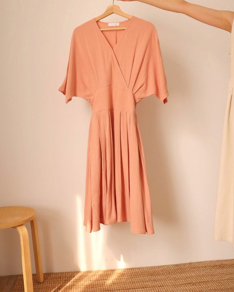 プラヤ ドレス ベージュ/ライト ピンク リネン ドレス (他の色はカスタマイズできます) - ワンピース - コットン・麻 