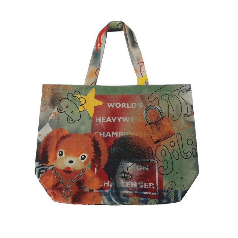 I'm BOBO Graffiti Print Portable Canvas Tote Bag - กระเป๋าแมสเซนเจอร์ - ผ้าฝ้าย/ผ้าลินิน หลากหลายสี