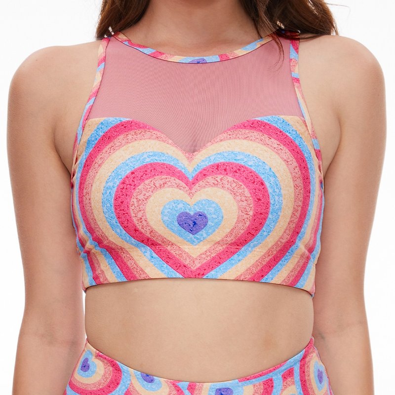 Rainbow Love Colorful Mesh Strappy Sports Bra - Women's Athletic Underwear - Eco-Friendly Materials Multicolor