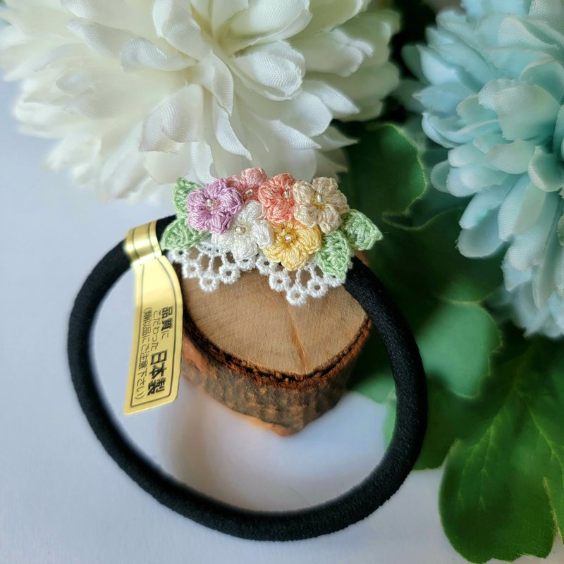 Small flower hair ring hand crocheted - Hair Accessories - Thread Multicolor