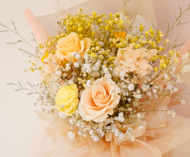 グラデーションカスミソウ プリザーブドフラワーブーケホワイト