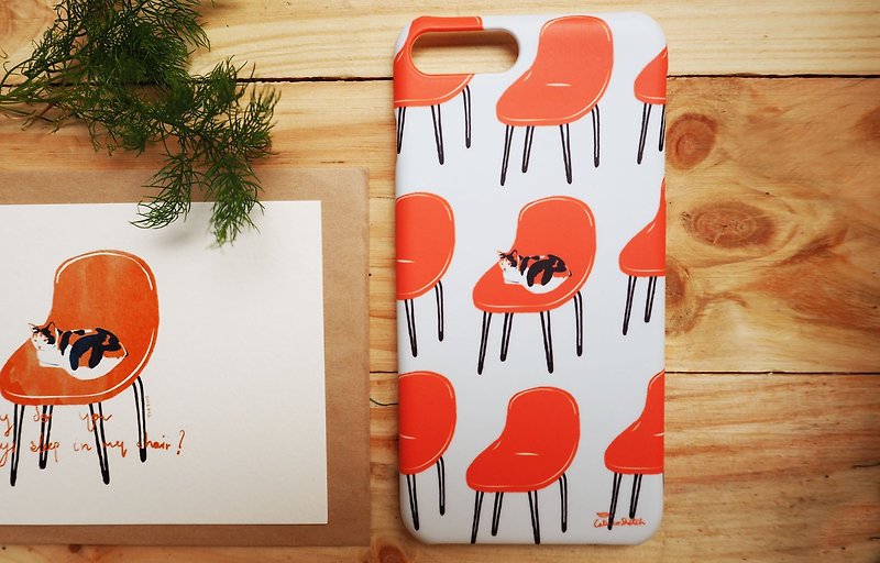 iphone case print high quality with cat on chair - เคสแท็บเล็ต - พลาสติก สีส้ม
