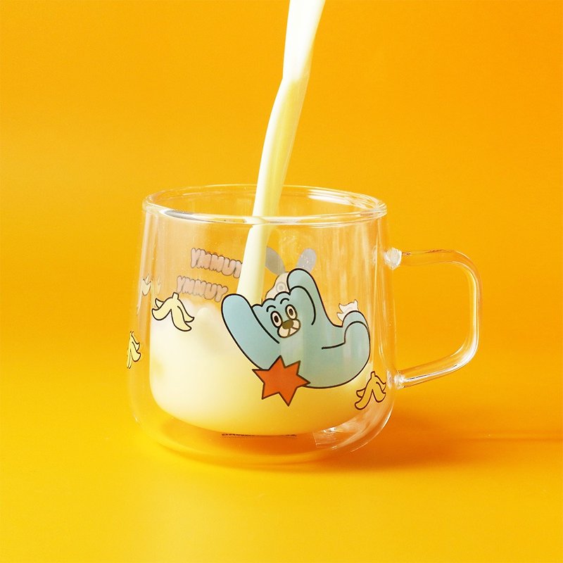 GOODGLAS × Dumpling Cat FAMILY-Gou Gou’s Betrayal Double-layered Glass Cup - Cups - Glass Transparent