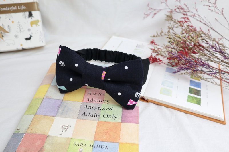 Baby hairband Baby hairband│Three-dimensional bow:::Black bow - หมวกเด็ก - ผ้าฝ้าย/ผ้าลินิน สีดำ