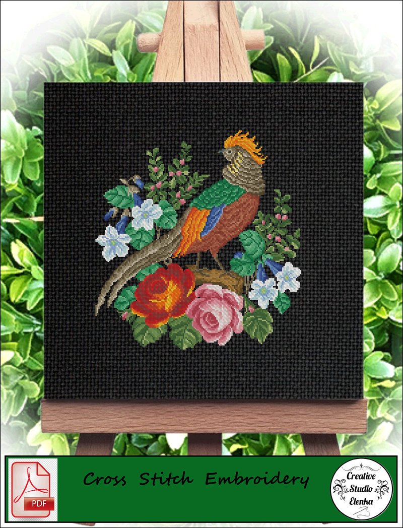 Vintage Cross Stitch Scheme Pheasant 8  - PDF Embroidery Scheme - Knitting, Embroidery, Felted Wool & Sewing - Other Materials 