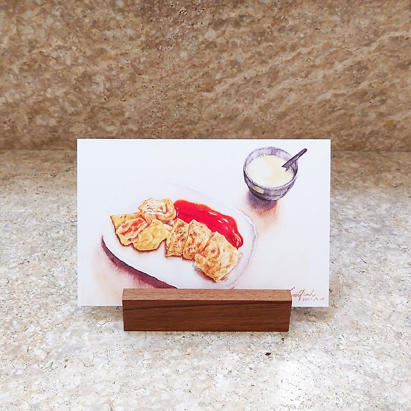 蛋餅與豆漿－美食明信片/食物明信片/美食卡片/食物卡片 - 心意卡/卡片 - 紙 紅色
