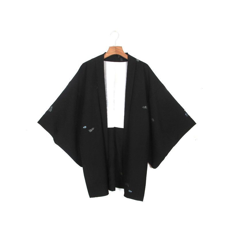 [Egg Plant Vintage] Glitter Embroidery Vintage Kimono Knit - Overalls & Jumpsuits - Polyester Black
