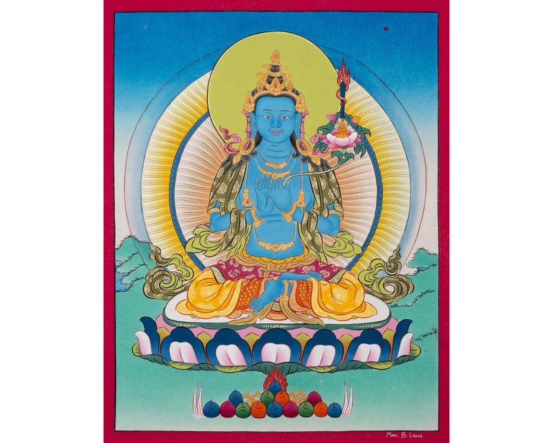 Exquisite Akasagarbha Thangka Painting: Embrace the Celestial Wisdom - Wall Décor - Other Materials Multicolor