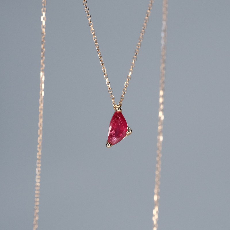 July Birthstone - 14K Rose Gold Ruby Dainty Necklace - สร้อยคอ - เครื่องเพชรพลอย 