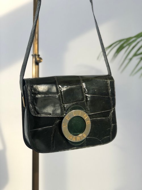 日本直送名牌中古包】CELINE セリーヌロゴサークルクロコダイル