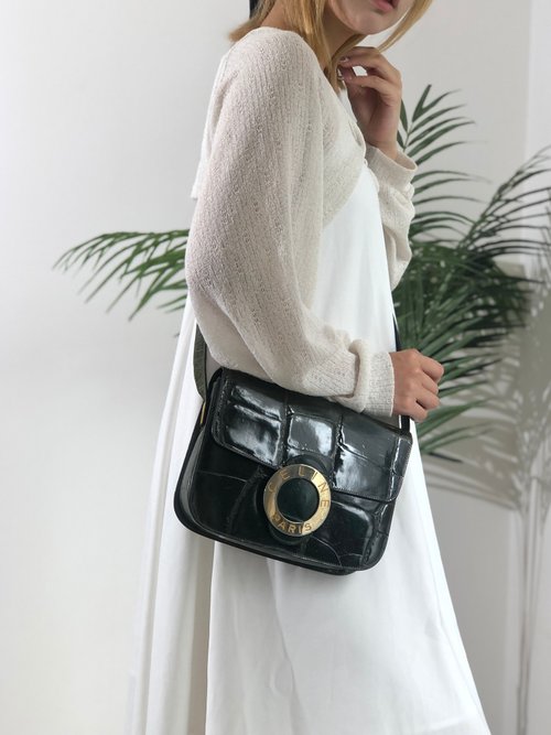 希少 CELINE セリーヌ ショルダーバッグ オールド クロコ型押し グリーン クロコ CELINE(セリーヌ) バッグ・カバン(レディース) - 海外