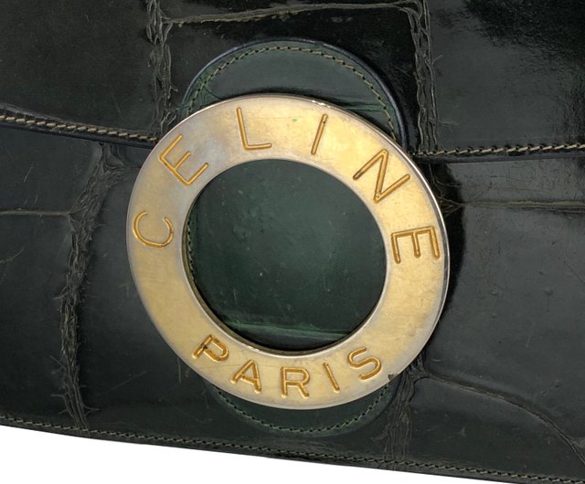 希少 CELINE セリーヌ ショルダーバッグ オールド クロコ型押し グリーン クロコ CELINE(セリーヌ) バッグ・カバン(レディース) - 海外