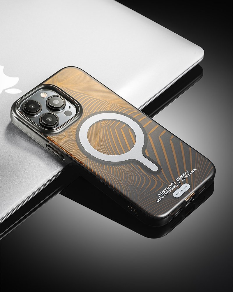 [Magnetic Plate] Night Sky Black Matte Mirror Gold iPhone 15 Pro/15 ProMax Phone Case - Phone Cases - Plastic Black