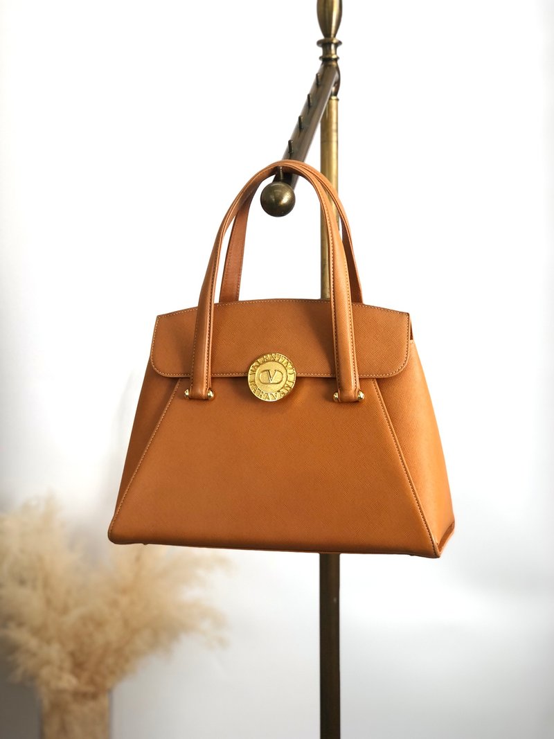 【 日本直送　名牌中古包 】VALENTINO GARAVAN ヴァレンティノガラヴァーニ ハンドバッグ キャメル メダル レザー vintage yg5ysc - 手提包/手提袋 - 真皮 咖啡色