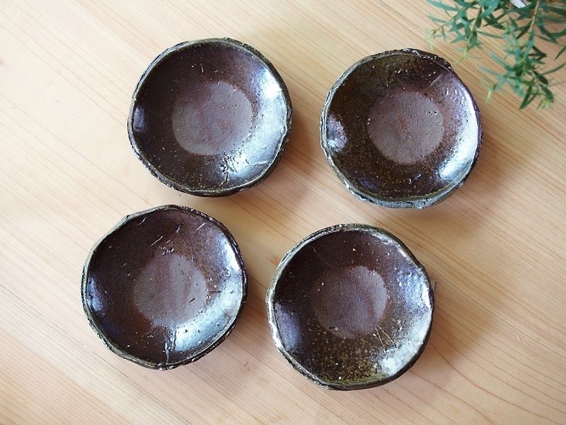 Bizen small plate 【4 piece set】 _sr 7 - 0 15 - Small Plates & Saucers - Pottery Brown
