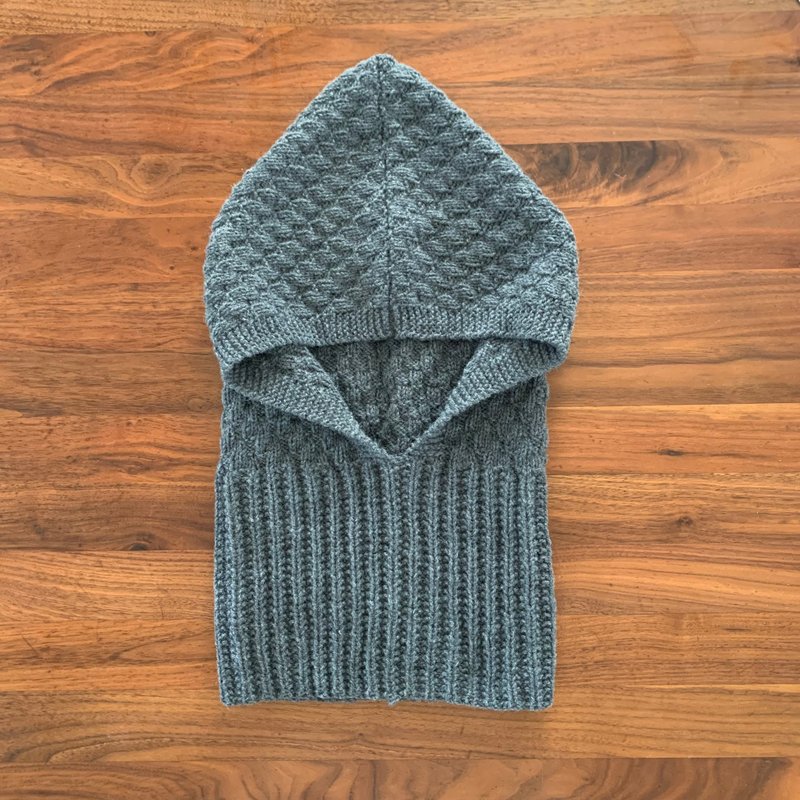 Balaclava style hooded neck warmer gray - หมวก - ขนแกะ สีเทา