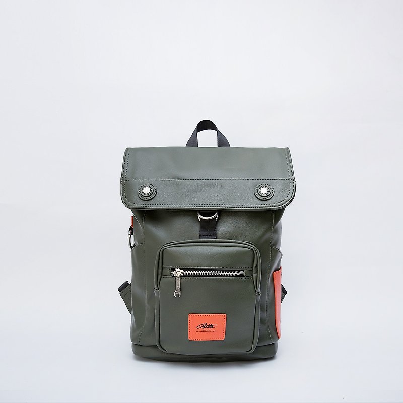 [surprise price 1499] 2018 twin series - robot bag - green orange contrast - กระเป๋าเป้สะพายหลัง - หนังเทียม สีเขียว