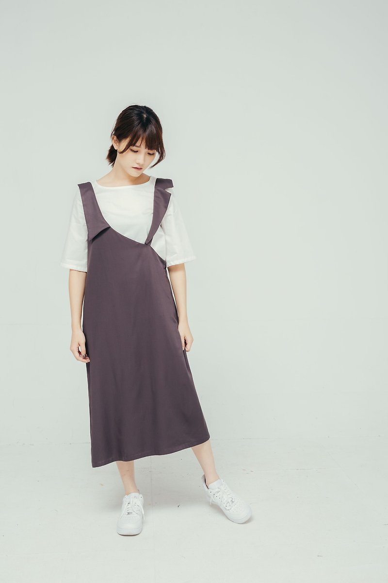 8 lie down_different neck strap dress - Skirts - Other Materials Gray
