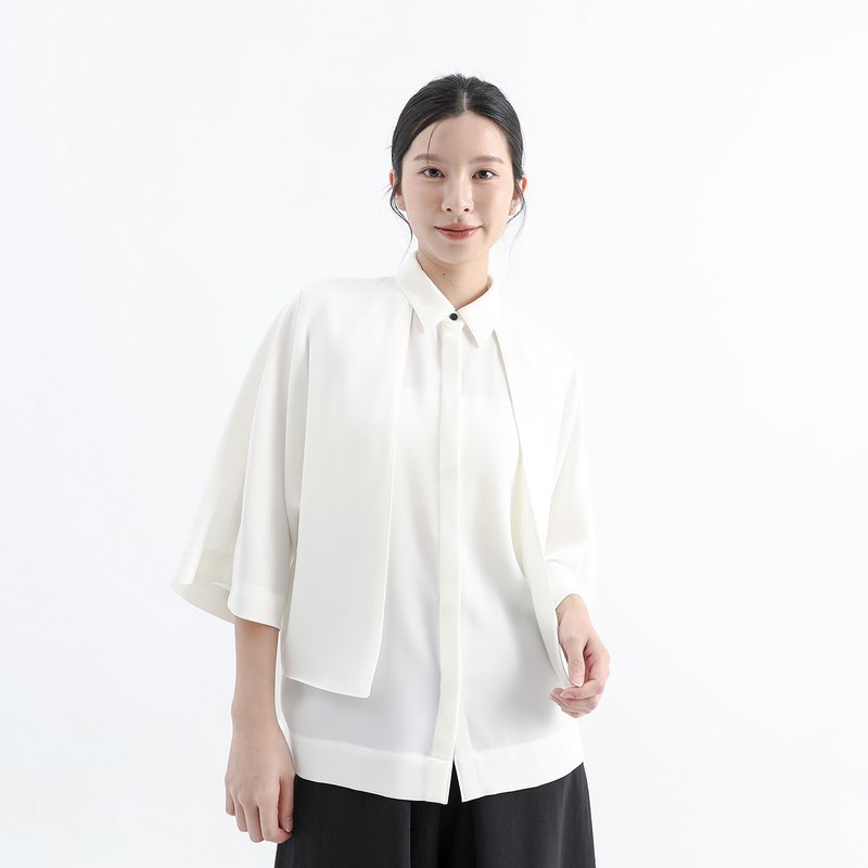 【經典原創】Trigonometric_三角函數小露背襯衫_CLT001_白 - 女襯衫 - 聚酯纖維 白色