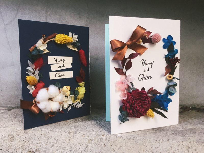 Dry flowers without flowers card ring box vow book | custom - การ์ด/โปสการ์ด - วัสดุอื่นๆ 