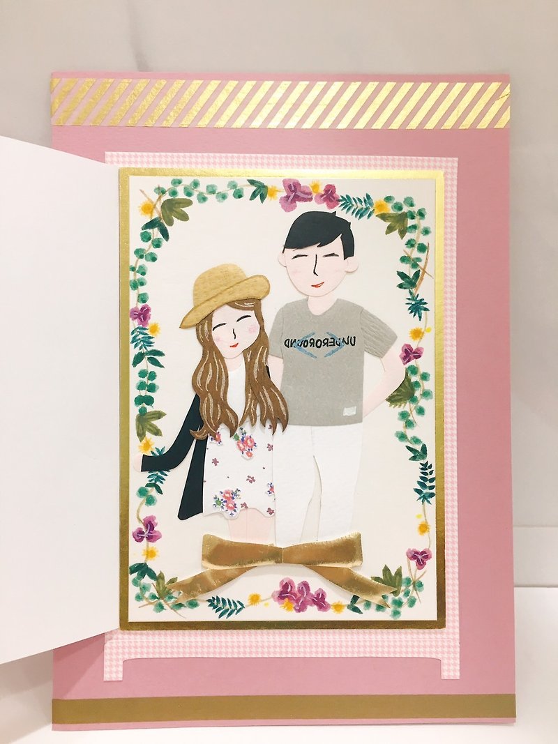 [Custom models] Love door hand-painted wreath Valentine's birthday card (please discuss before placing an order) - Cards & Postcards - Paper 