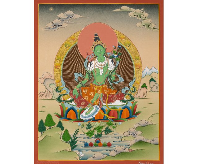 Green Tara Goddess of Compassion B newest LARGER SIZES Thangka thanka Buddhist Deity Mother Goddess Tibetan art