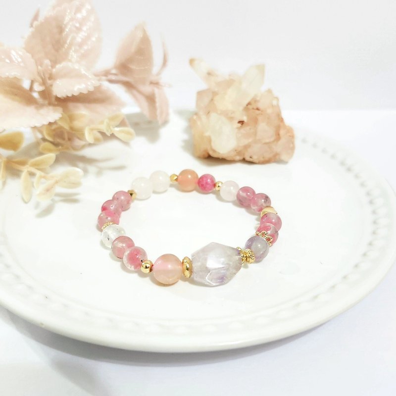 Sakura Romance/Pleasing and Popular Crystal/Rhodonite/Rose Quartz/Amethyst/Super Seven - สร้อยข้อมือ - คริสตัล หลากหลายสี