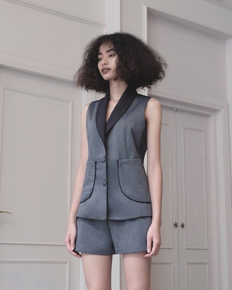 Structured blazer set - Women's Tops - Cotton & Hemp Black