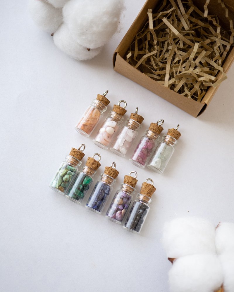 Glass bottles of crystals, Set of 10 pcs, October Birthstones, Libra sign Gift - Other - Gemstone Multicolor