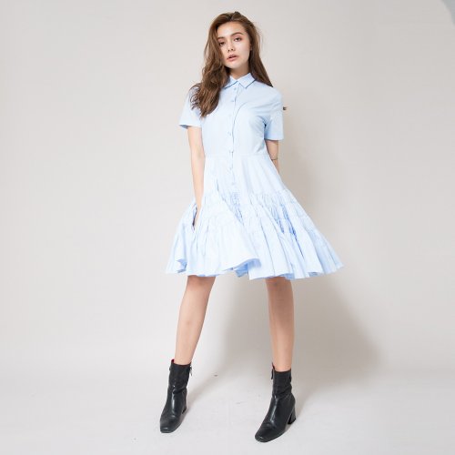 【韓国ファッション】長袖 プリーツ シャツ ブルーワンピース 楽天市場】【期間限定！クーポン利用で3128円+P5】シャツ