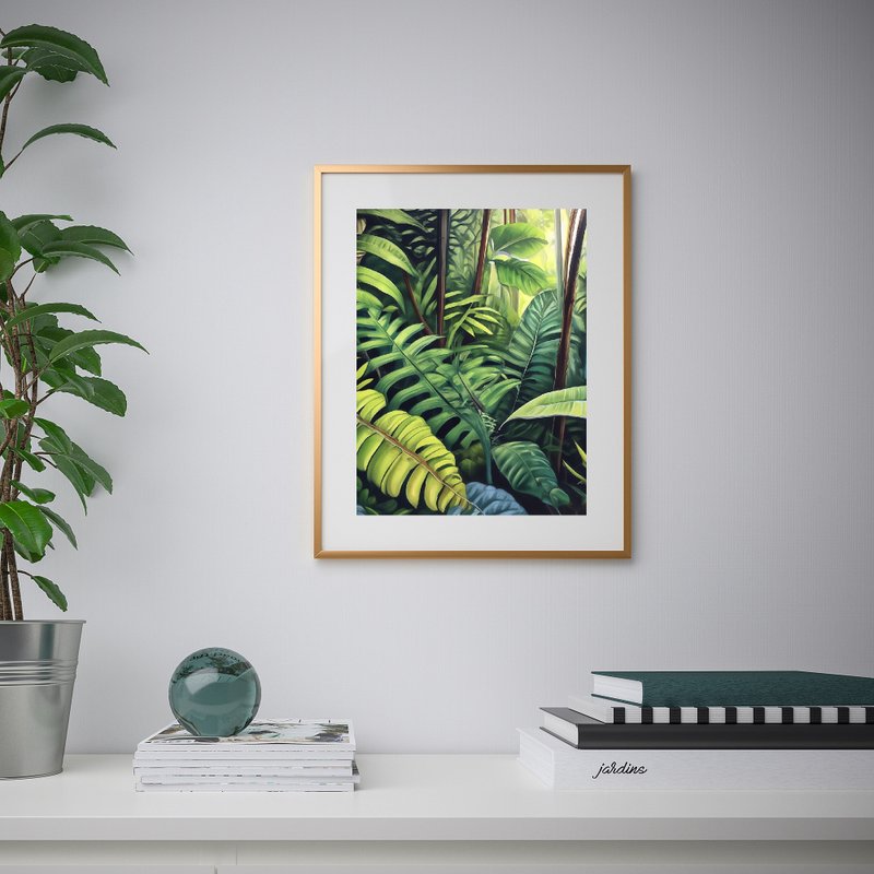 Tropical Plant Wall Art, Green Tropical Art, Green Leaves Original Painting - Wall Décor - Acrylic Green