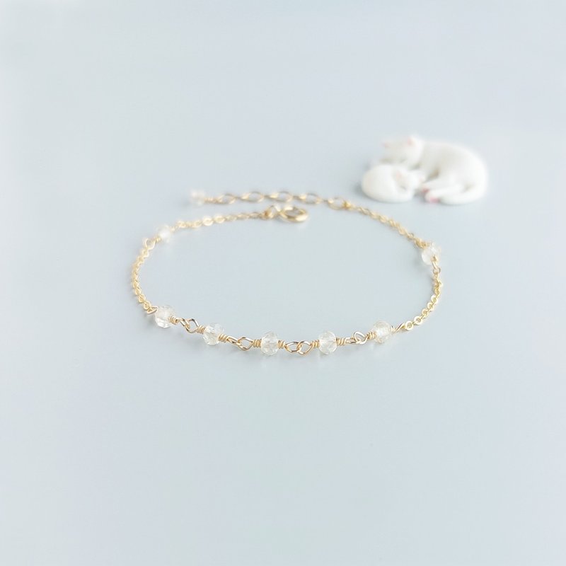 Light Brilliant Citrine x 14KGF Bracelet - สร้อยข้อมือ - คริสตัล สีเหลือง