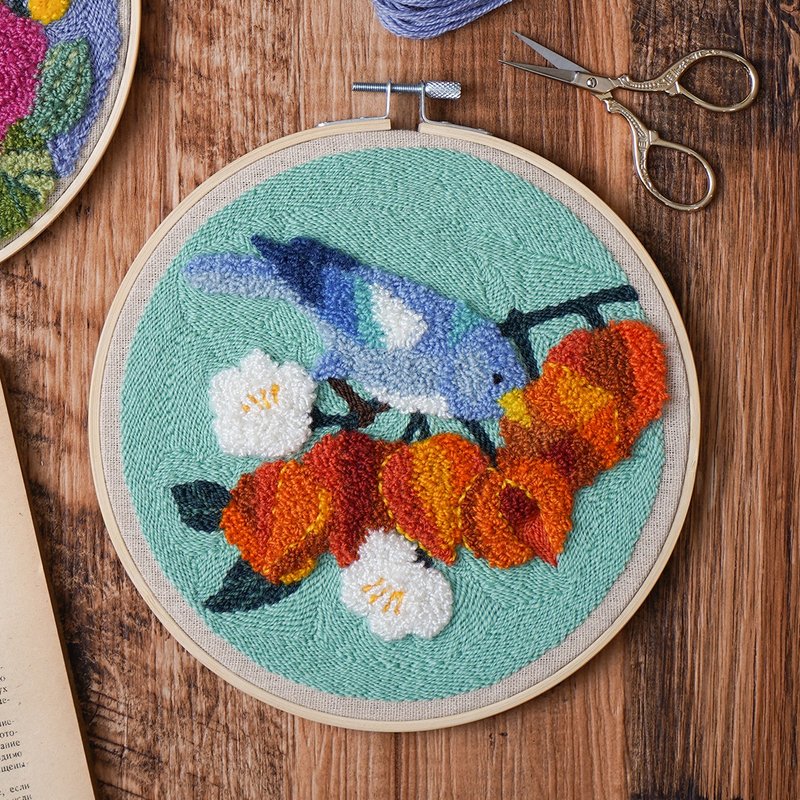 【Autumn】Stitching Hoop - Punch Needle Embroidery | Xiu Crafts - Knitting, Embroidery, Felted Wool & Sewing - Thread Multicolor