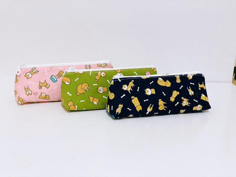 Triangular three-dimensional pencil case, cosmetic bag, storage bag - กล่องดินสอ/ถุงดินสอ - ผ้าฝ้าย/ผ้าลินิน สีเขียว