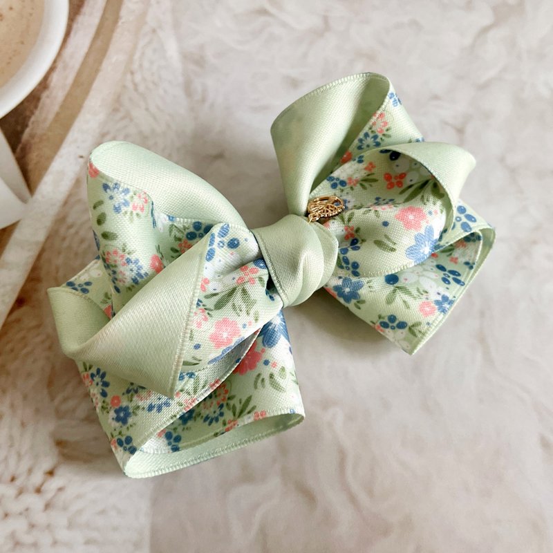 蘋果綠立體蝴蝶結髮夾 大腸圈 髮圈 抓夾髮梳 香蕉夾鯊魚夾邊夾 - 髮夾/髮圈 - 其他材質 綠色