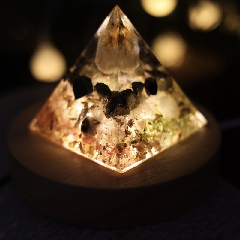 【Christmas Gift】Citrine Wealth Bowl Night Light Orgonite Pyramid - Luck & Wealth Attraction - โคมไฟ - คริสตัล หลากหลายสี
