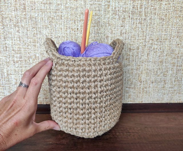 Jute Baskets Set for Bathroom / Eco-friendly Home Storage / Eco Baskets Set  / Jute Crocheted Baskets / Gift Home Decor / Eco Basket for Home 