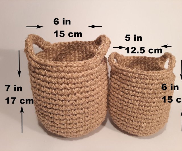 Jute Baskets Set for Bathroom / Eco-friendly Home Storage / Eco Baskets Set  / Jute Crocheted Baskets / Gift Home Decor / Eco Basket for Home 