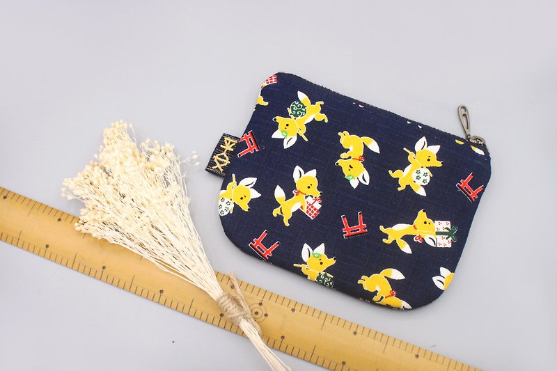 Ping Le Small Pack - Gift Little Fox, Small Wallet - กระเป๋าสตางค์ - ผ้าฝ้าย/ผ้าลินิน สีน้ำเงิน
