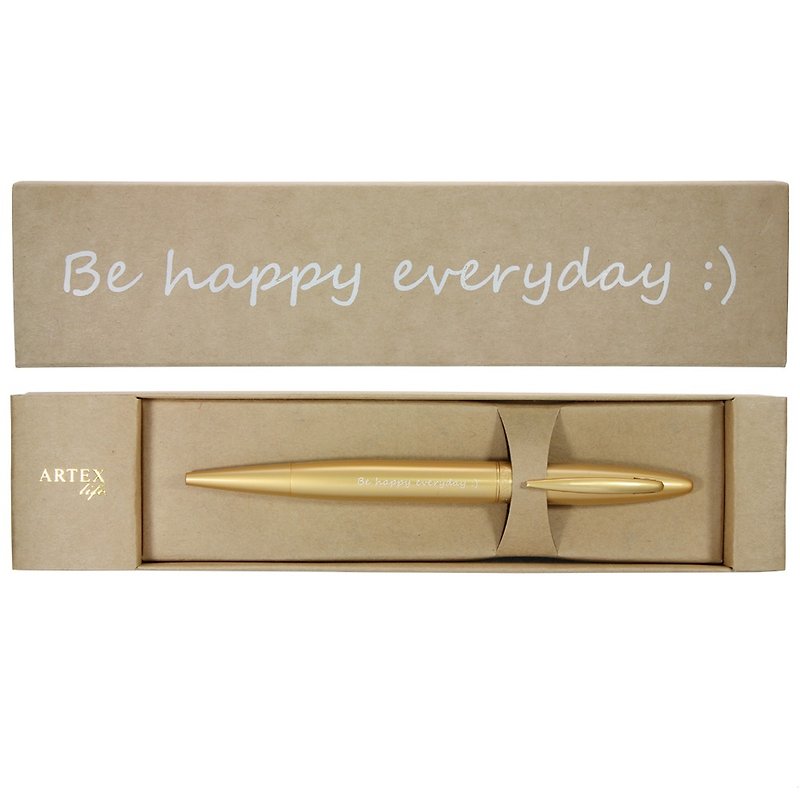 (含刻字)ARTEX life開心中性鋼珠筆 Be happy everyday :) - 鋼珠筆 - 銅/黃銅 金色