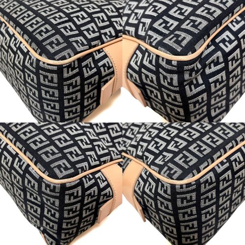 フェンディ　ハンドバッグ ズッキーノ ミニボストン　キャンバス　レザー　自立 本物 FENDI フェンディ ハンドバッグ ミニボストンバッグ