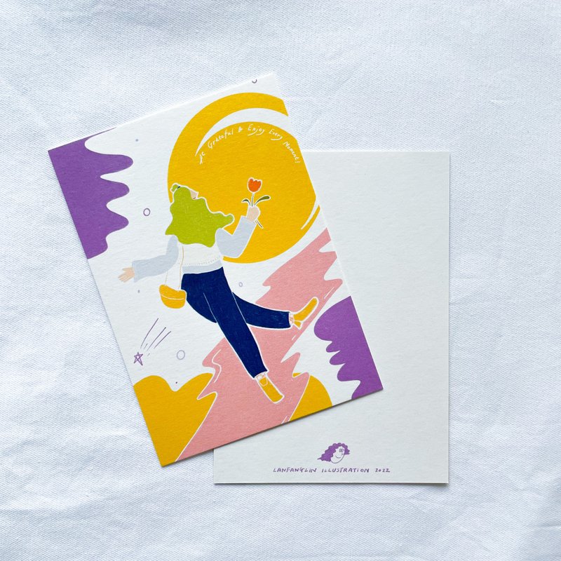 Be gratrful ʘ Enjoy every moment - Illustrated postcard - Cards & Postcards - Paper Purple