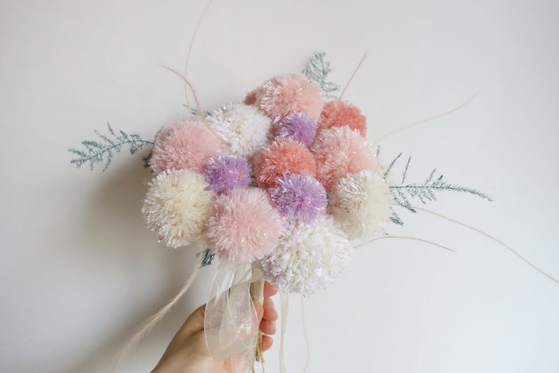 Cloud/hair ball wedding bouquet dry bouquet/wedding shooting arrangement/wedding custom bouquet - Dried Flowers & Bouquets - Other Materials Pink