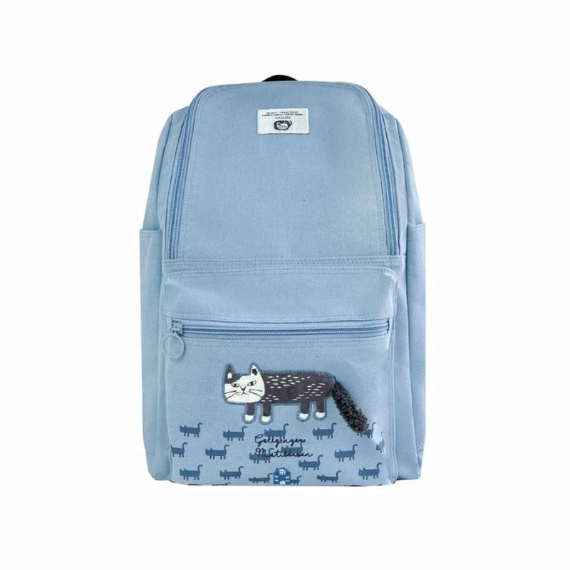 Kusuguru Japan 後背包 雙肩包 大容量前開口背包 Matilda款-藍色 - 後背包/背包/書包 - 聚酯纖維 藍色