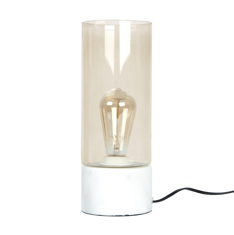 Leitmotiv, 大理石茶色玻璃枱燈 (含愛迪生烏絲燈泡) - 燈具/燈飾 - 石頭 白色